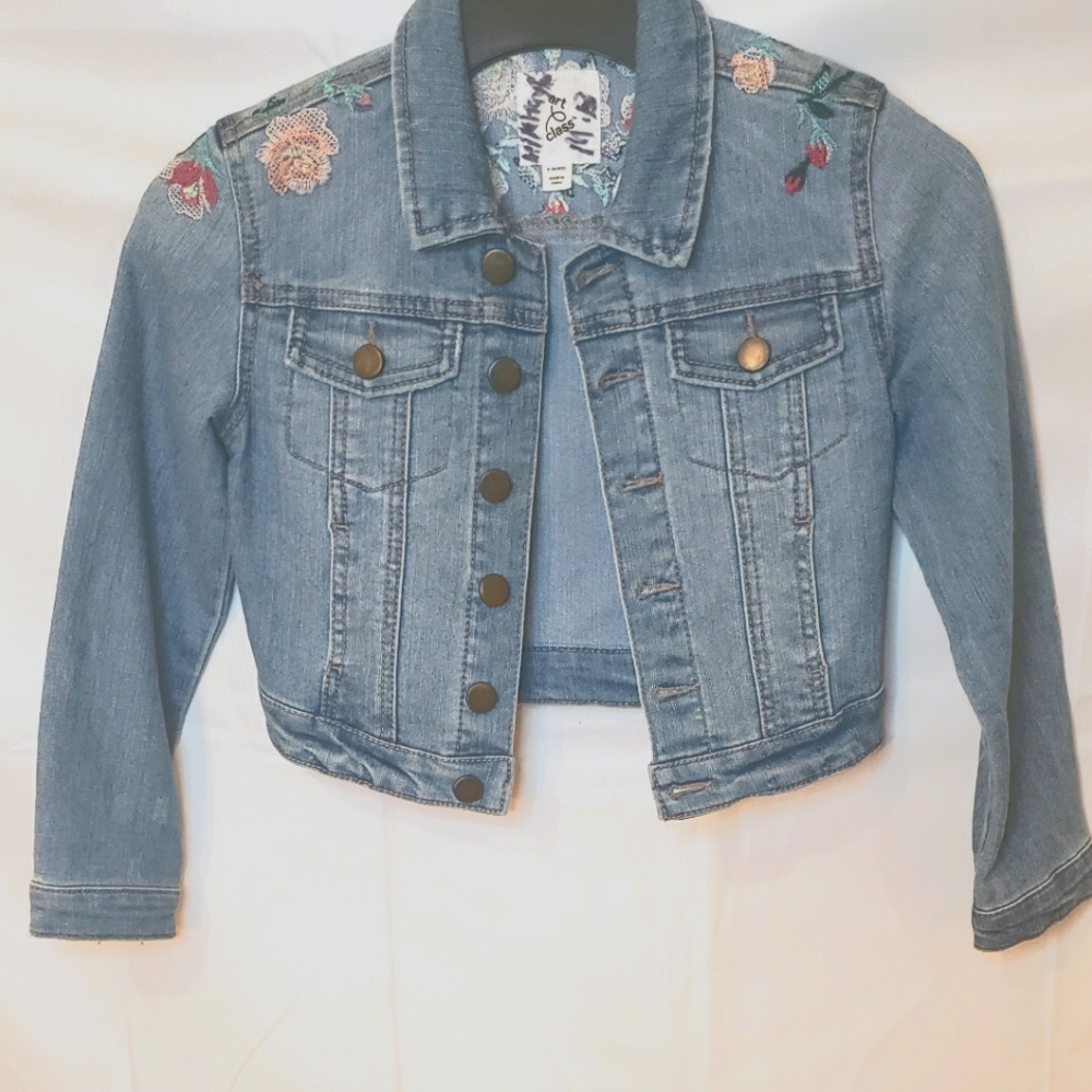 Girls Denim Floral Jean Jacket